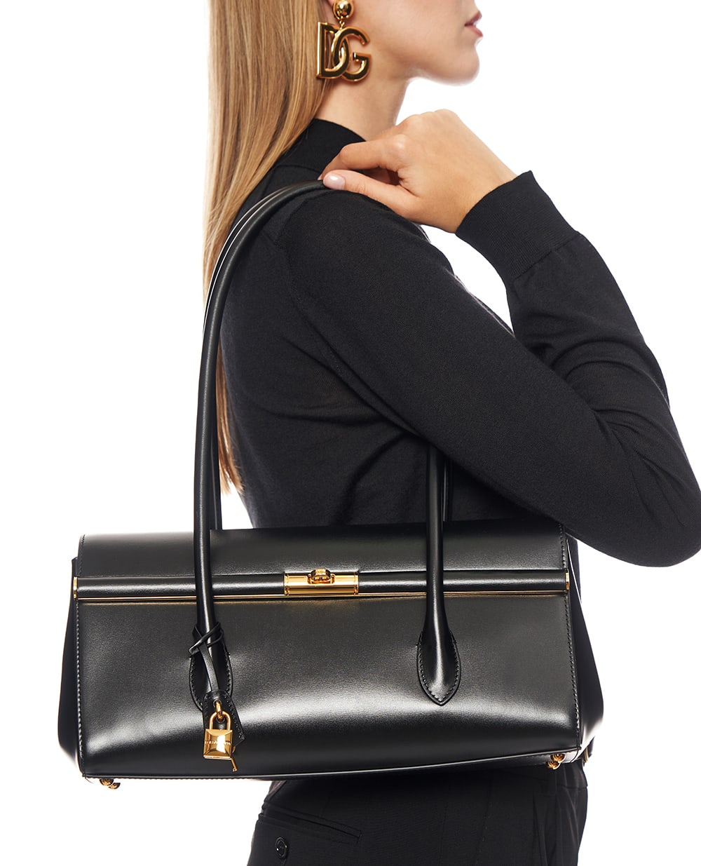 Сумка Marlene из телячьей кожи Dolce&Gabbana BB7927-A3G19, черный цвет • Купить в интернет-магазине Kameron
