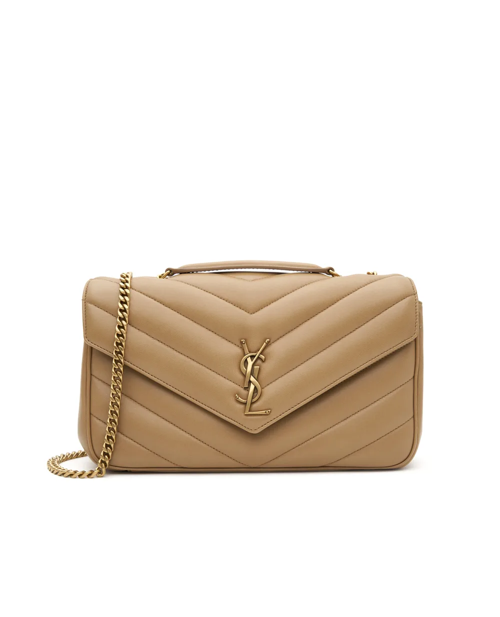 Сумка из кожи Loulou Medium Saint Laurent 801439-AAEAX, светло-бежевый цвет • Купить в интернет-магазине Kameron
