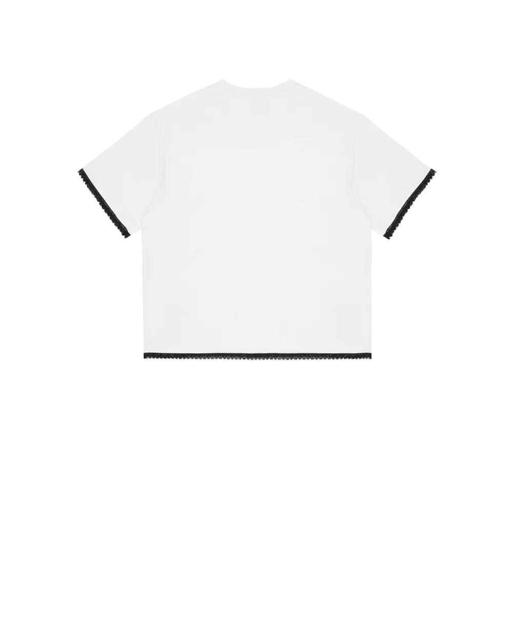 Детская футболка с кружевом Dolce&Gabbana Kids L5JTQT-G7PTX-S, белый цвет • Купить в интернет-магазине Kameron