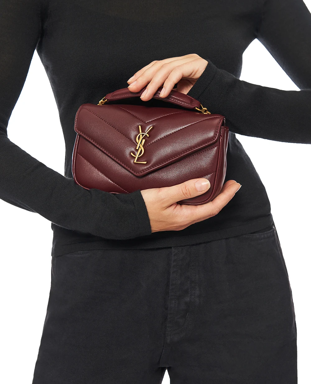 Сумка из кожи Loulou Mini Saint Laurent 821749-AAEAX, бордовый цвет • Купить в интернет-магазине Kameron