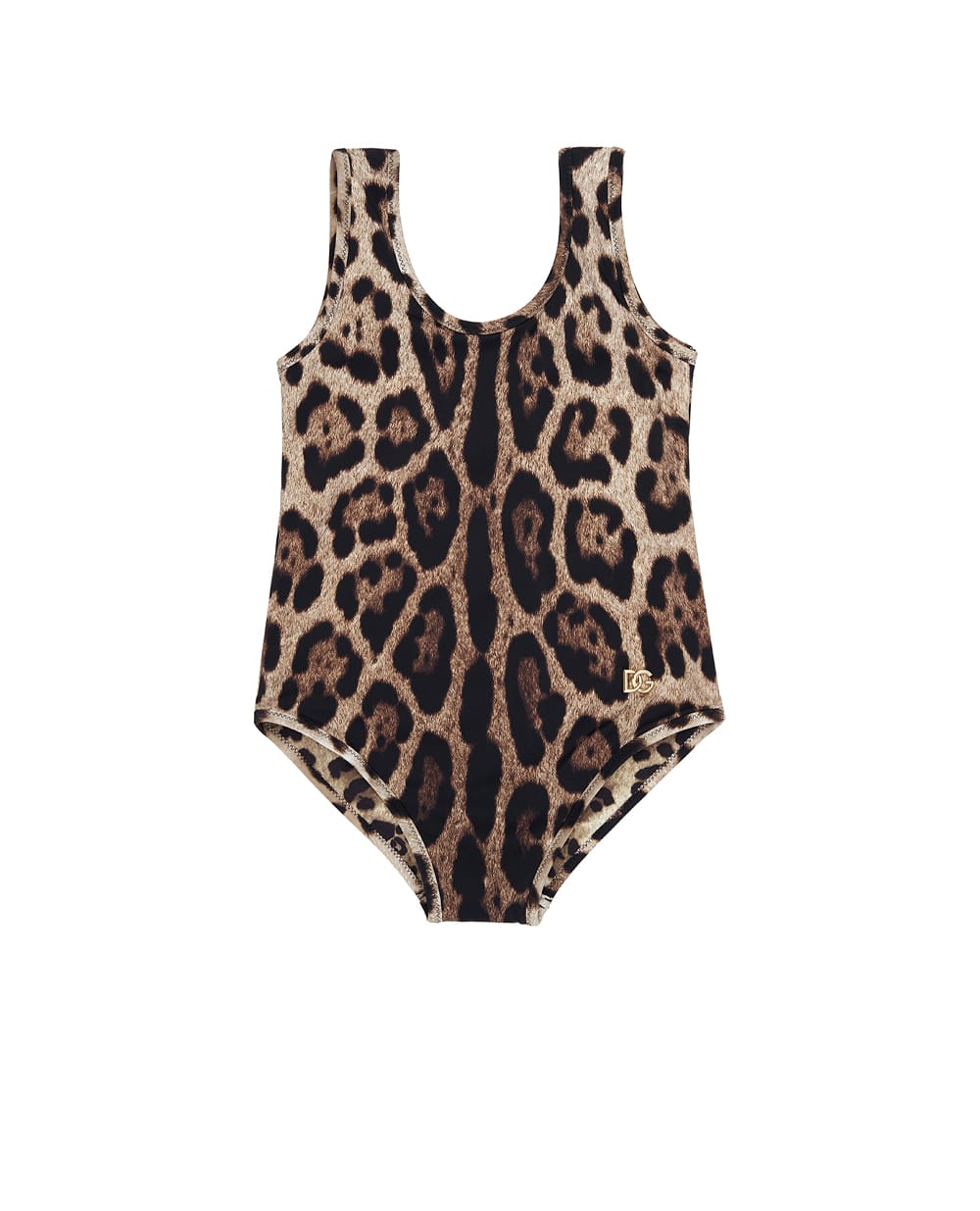 Детский купальник с леопардовым принтом Dolce&Gabbana Kids L5J812-ONO11-S, коричневый цвет • Купить в интернет-магазине Kameron