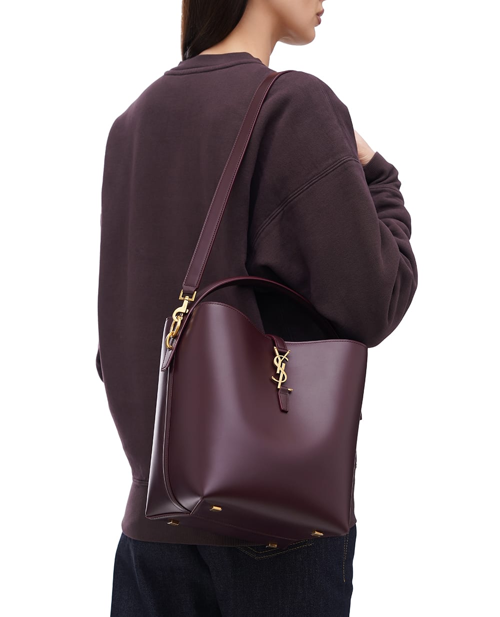 Кожаная сумка Le 37 Saint Laurent 742828-2R20W, бордовый цвет • Купить в интернет-магазине Kameron