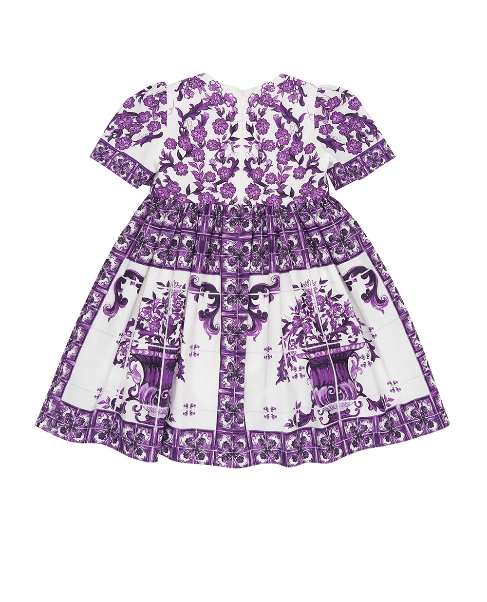 Детское платье с принтом майолики Dolce&Gabbana Kids L24DH6-HH5EP, белый цвет • Купить в интернет-магазине Kameron