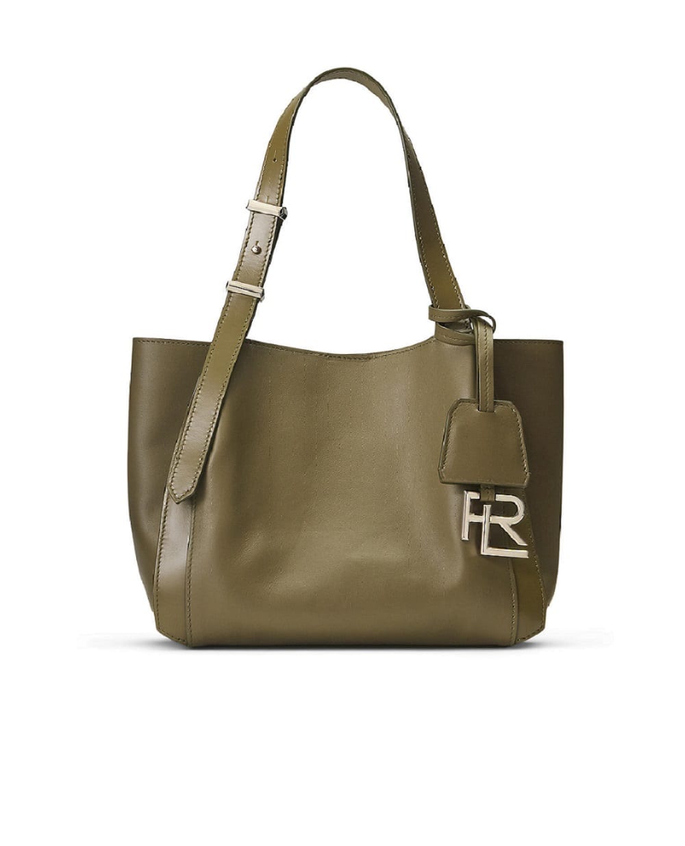 Мини-тоут из кожи Ralph Lauren Collection 435961563006, оливковый цвет • Купить в интернет-магазине Kameron