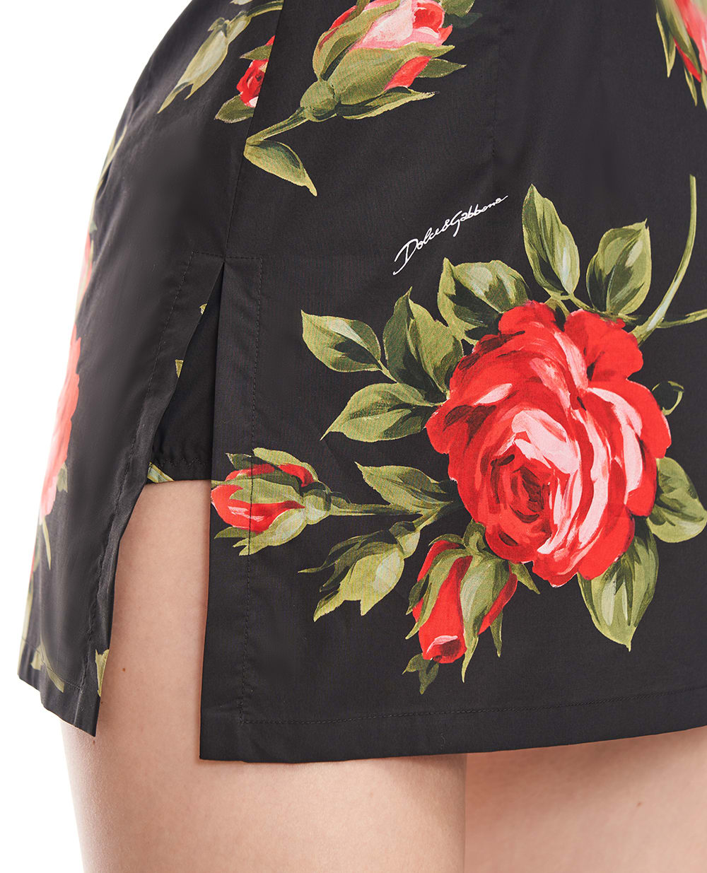 Платье мини с цветочным принтом Dolce&Gabbana F7BB8T-HS5UT, черный цвет • Купить в интернет-магазине Kameron