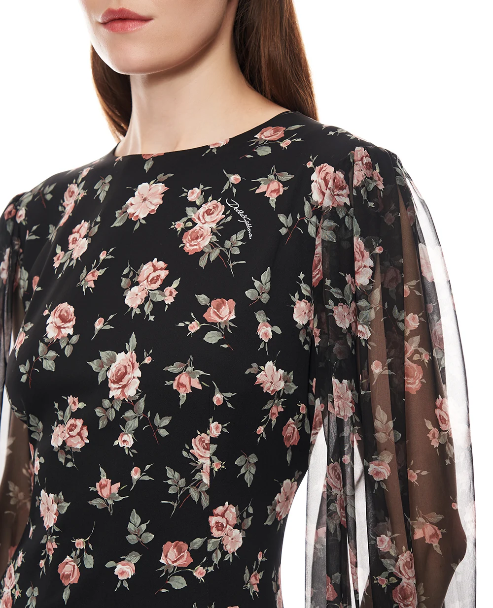 Платье с принтом из шёлка Dolce&Gabbana F611DT-FSA8C, черный цвет • Купить в интернет-магазине Kameron