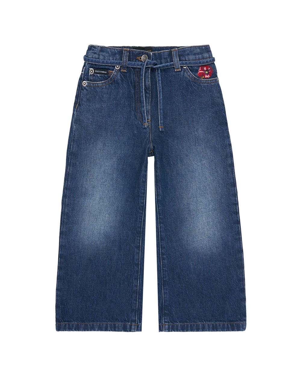 Детские джинсы с вышивкой Dolce&Gabbana Kids L53F02-LDD69-S, синий цвет • Купить в интернет-магазине Kameron