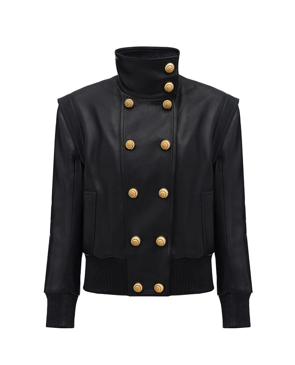 Кожаная куртка Balmain DF0TH275LC62, черный цвет • Купить в интернет-магазине Kameron