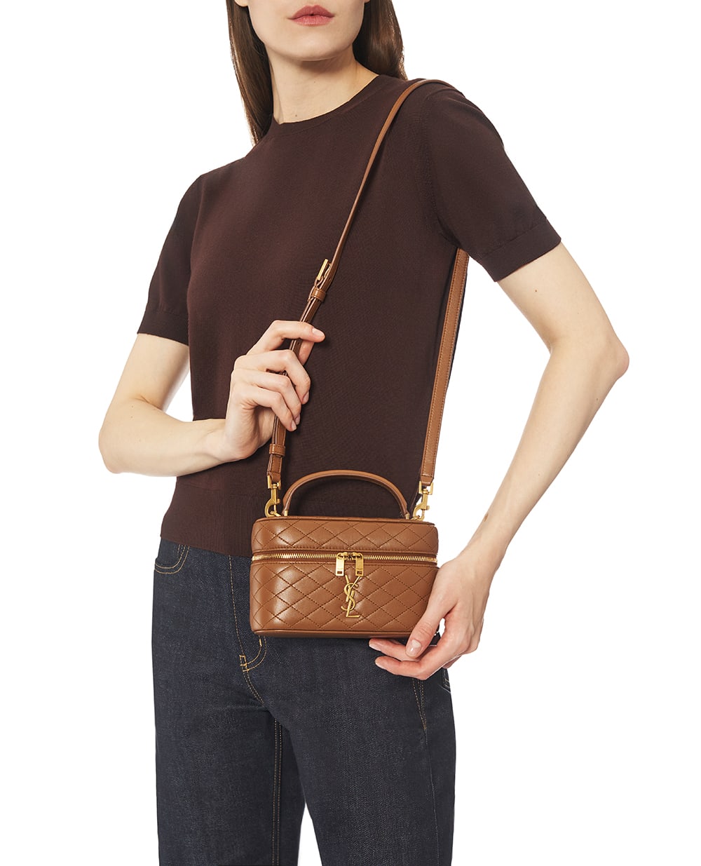 Кожаная сумка Gaby Saint Laurent 766731-1EL07, коричневый цвет • Купить в интернет-магазине Kameron