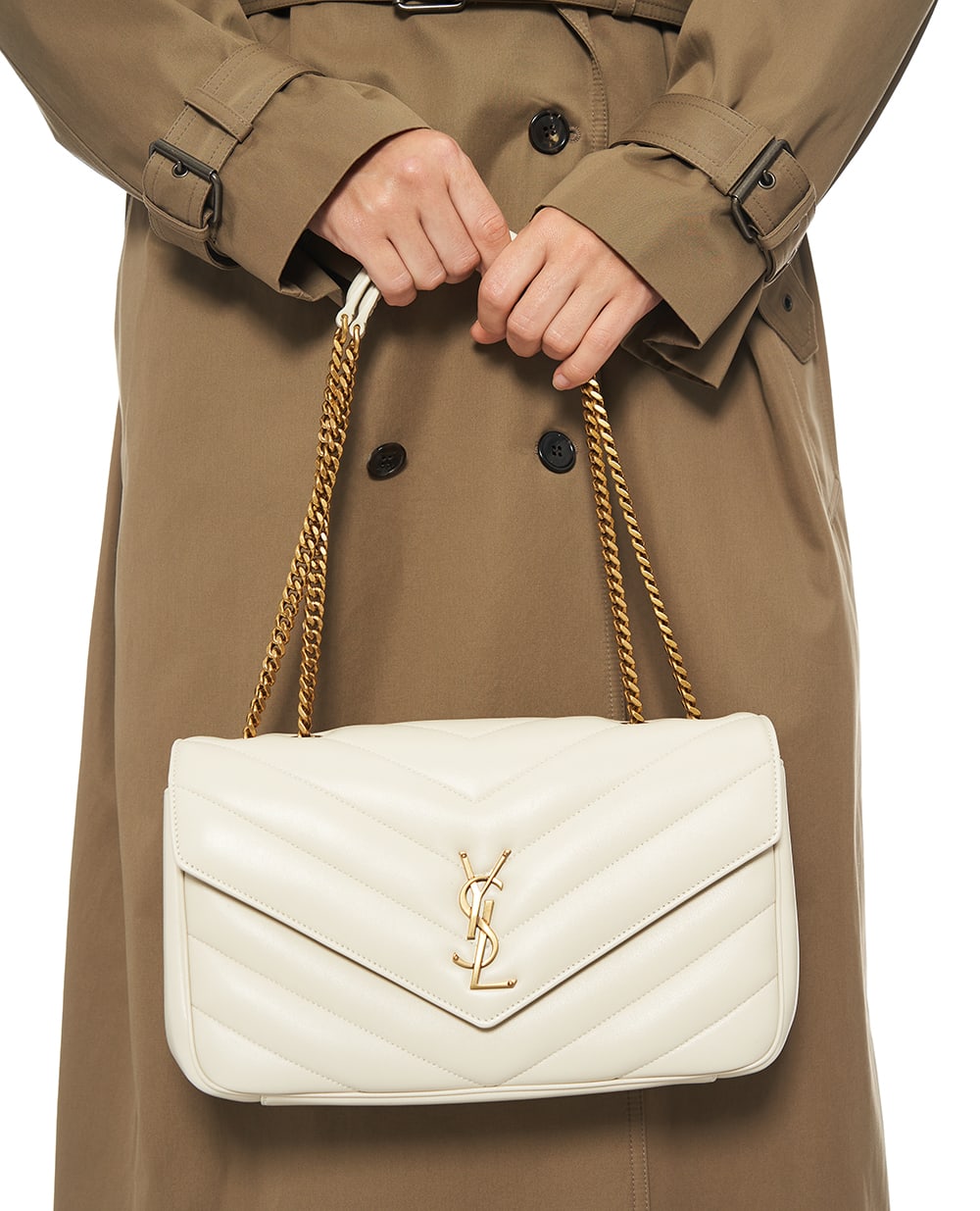 Сумка зі шкіри Loulou Medium Saint Laurent 801439-AAEAX, білий колір • Купити в інтернет-магазині Kameron