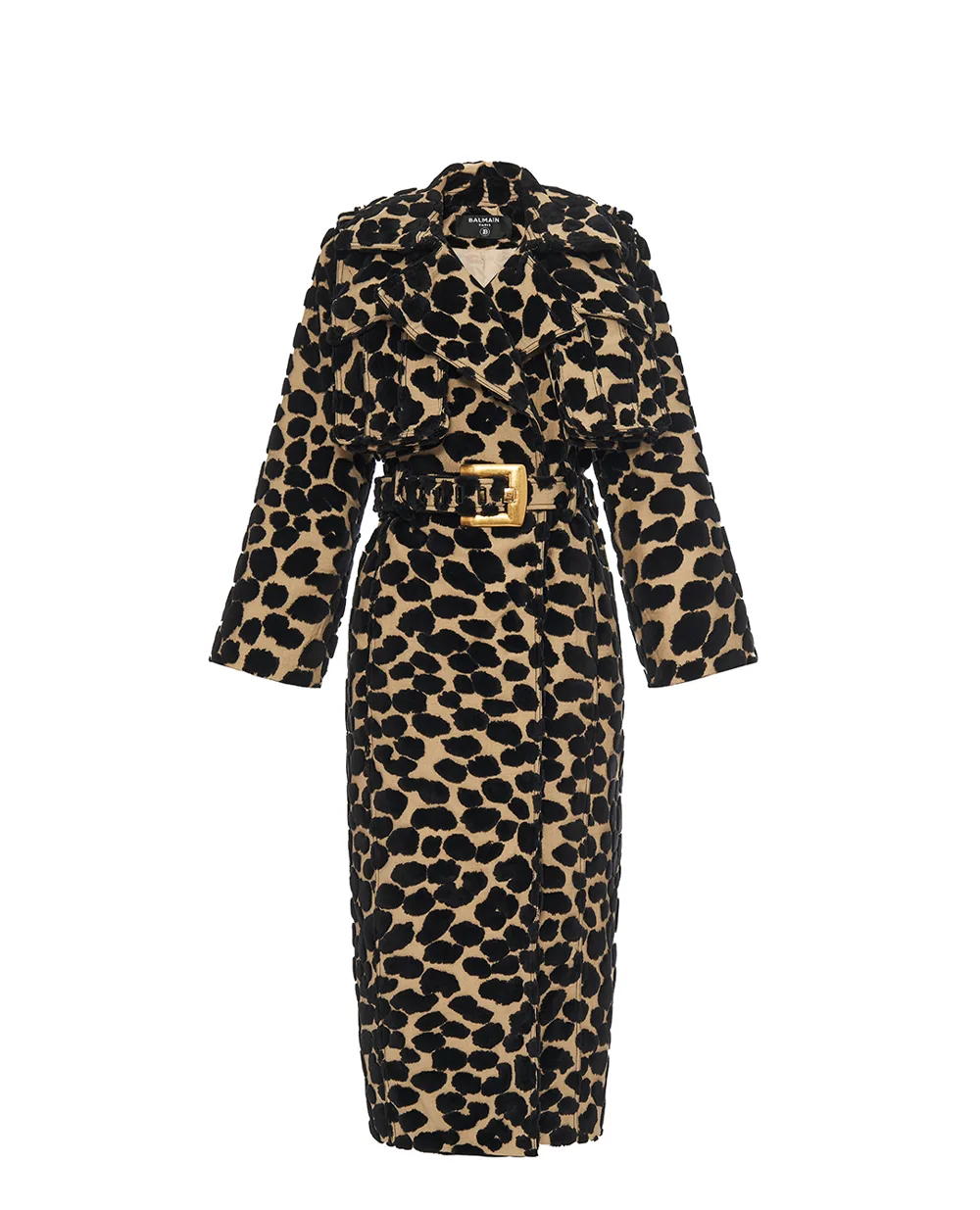 Тренч с поясом из бархата и жаккарда	 Balmain FF1TL180CG06, коричневый цвет • Купить в интернет-магазине Kameron