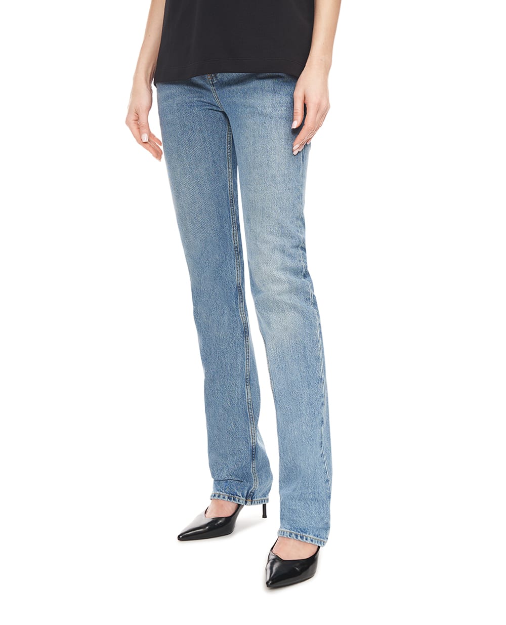 Джинсы с эффектом потертости Saint Laurent 807142-Y11CH, голубой цвет • Купить в интернет-магазине Kameron
