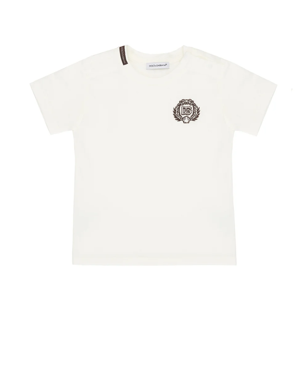 Дитяча футболка з вишивкою Dolce&Gabbana Kids L1JT7W-G7PET, білий колір • Купити в інтернет-магазині Kameron