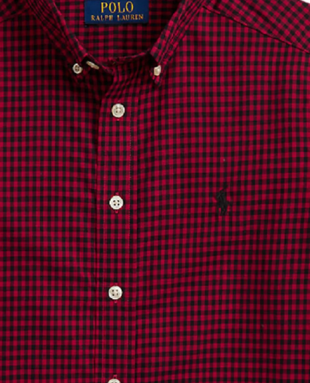 Детская рубашка из хлопковой саржи в клетку Polo Ralph Lauren Kids 323980977001, бордовый цвет • Купить в интернет-магазине Kameron