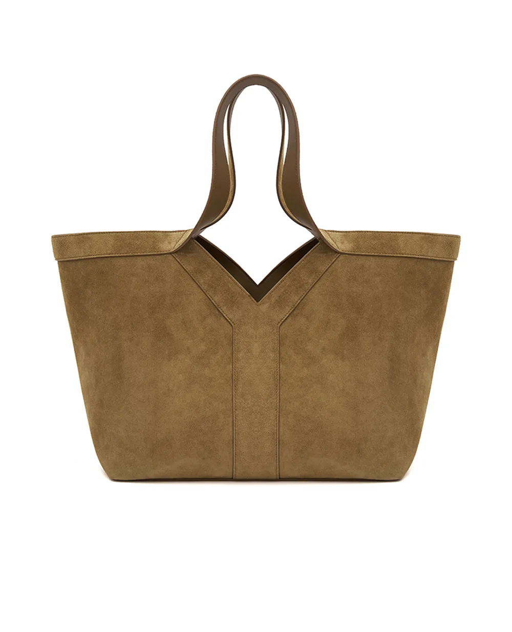 Cумка-тоут Y Small из телячьей замши Saint Laurent 835274-C0X0W, коричневый цвет • Купить в интернет-магазине Kameron