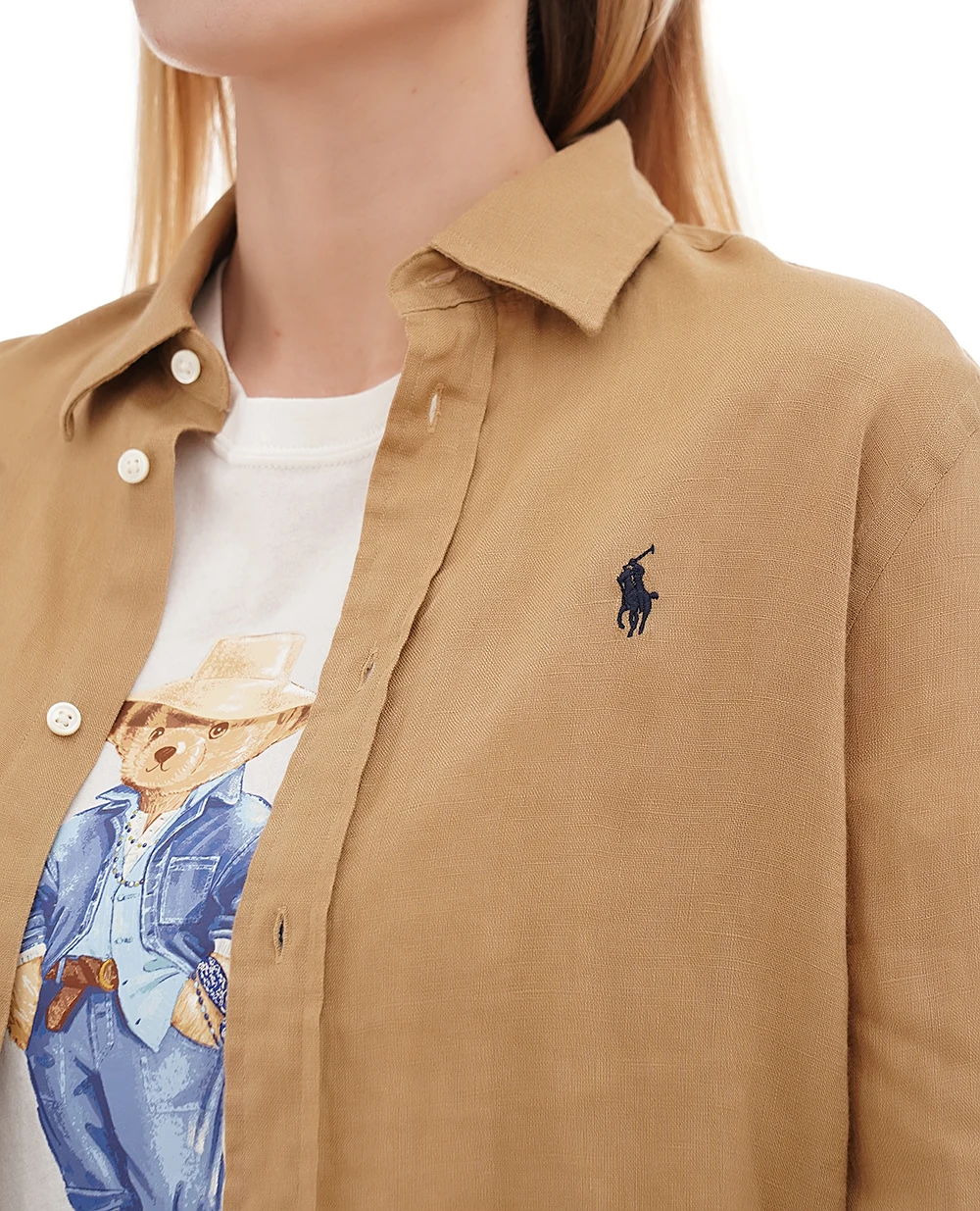 Льняная рубашка Polo Ralph Lauren 211970730005, бежевый цвет • Купить в интернет-магазине Kameron