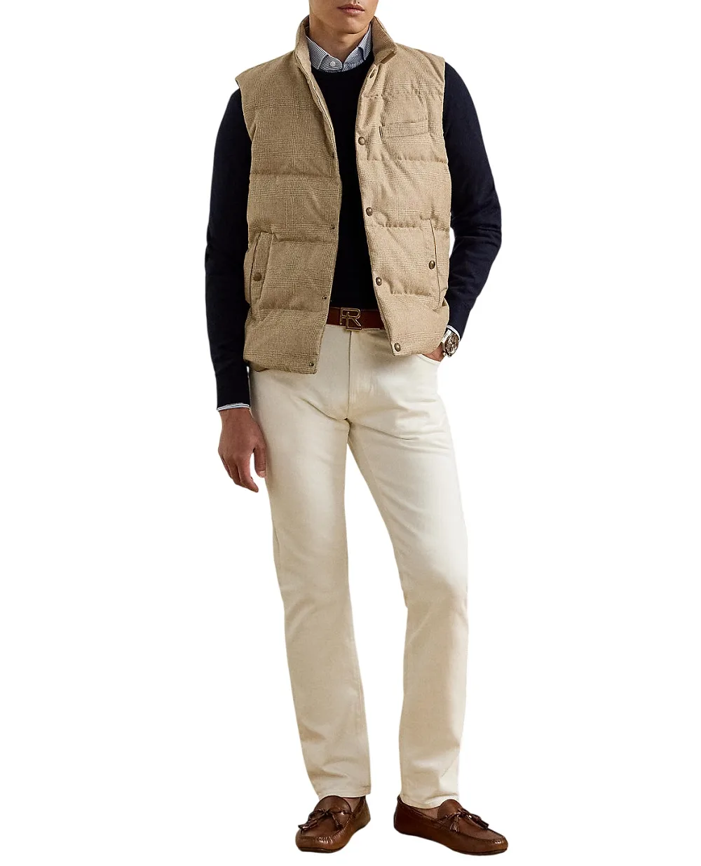 Жилет Whitwell Plaid з вовни Ralph Lauren Purple Label 790P07898001, світло-коричневий колір • Купити в інтернет-магазині Kameron