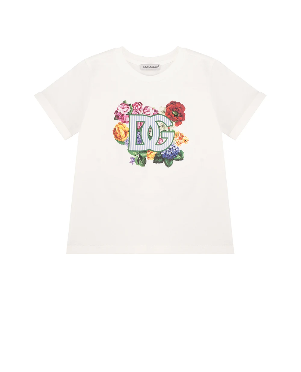 Детская футболка Dolce&Gabbana Kids L2JTPA-G7O2A, белый цвет • Купить в интернет-магазине Kameron