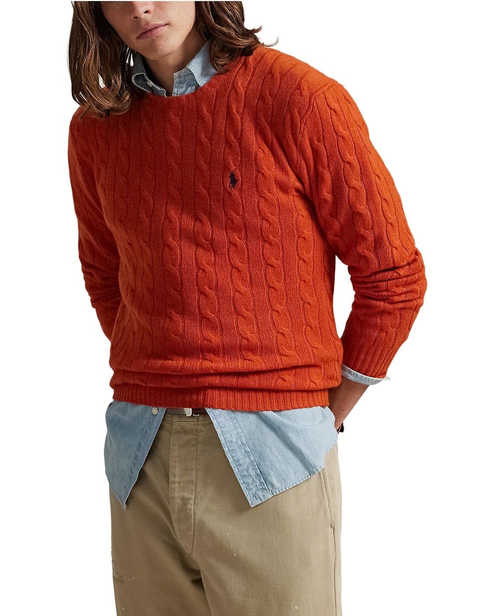 Свитер из шерсти и кашемира Polo Ralph Lauren 710876762031, оранжевый цвет • Купить в интернет-магазине Kameron