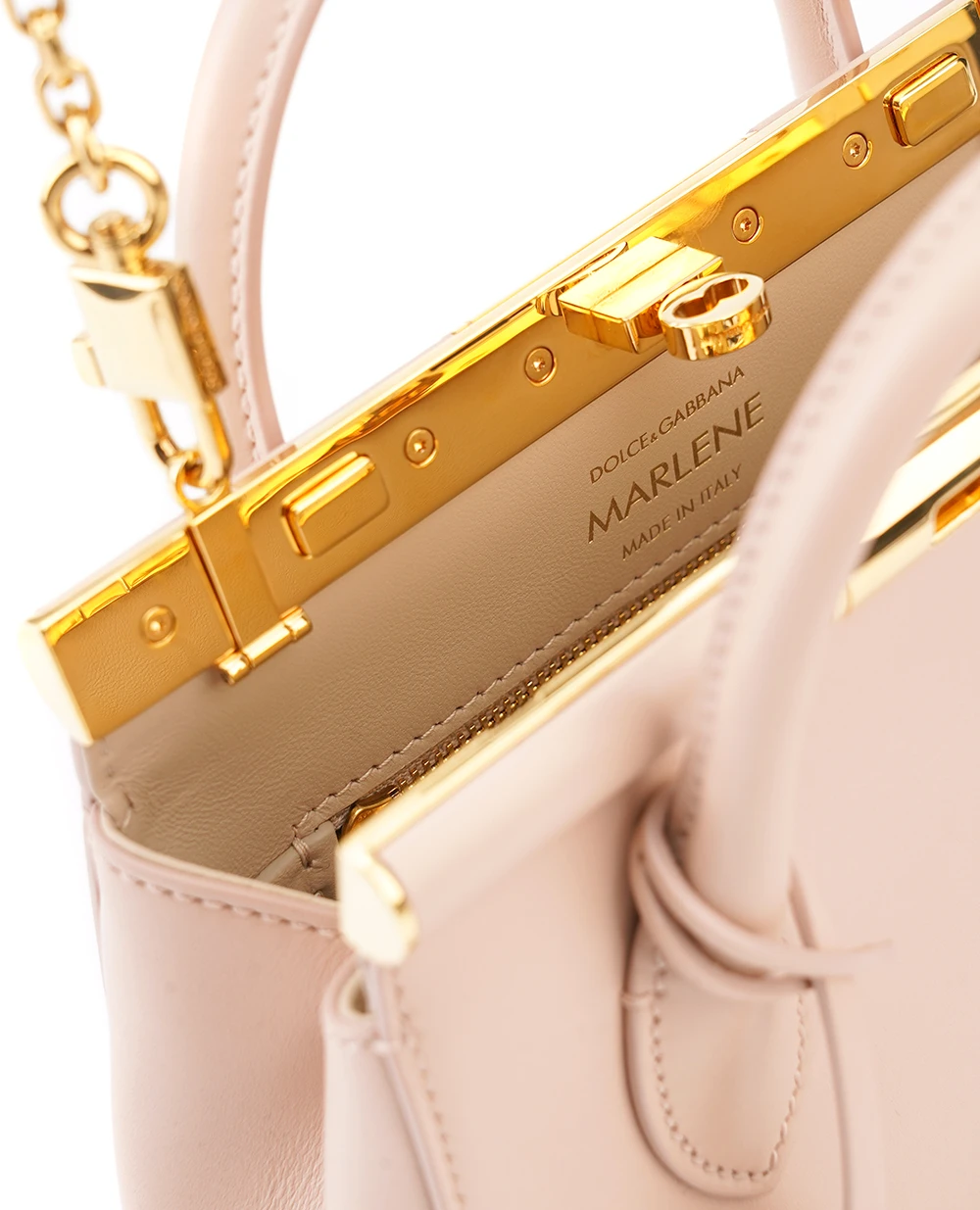 Кожаная сумка Marlene Mini Dolce&Gabbana BB7744-A3G19, бежевый цвет • Купить в интернет-магазине Kameron
