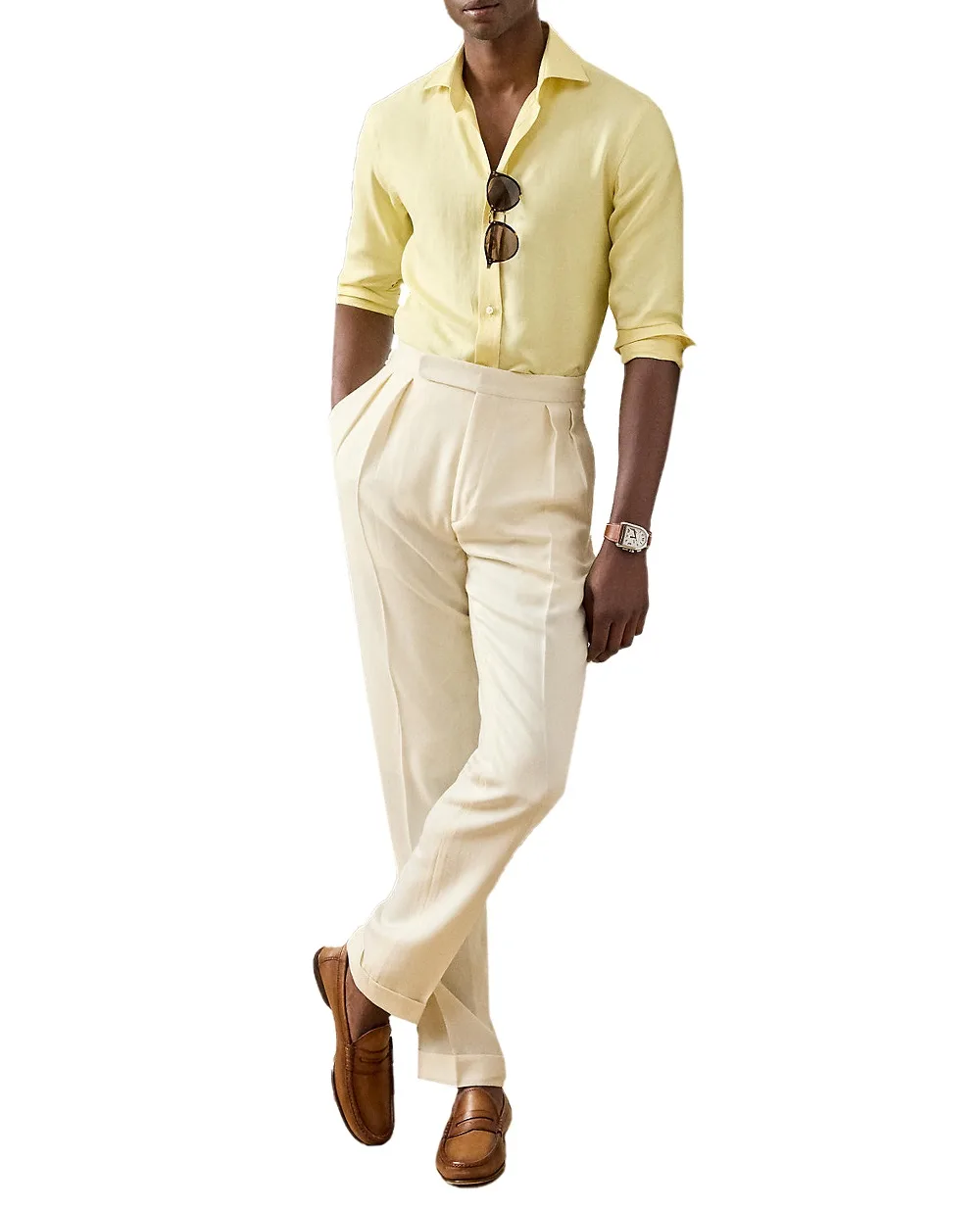 Рубашка Ralph Lauren Purple Label 791P06698001, желтый цвет • Купить в интернет-магазине Kameron
