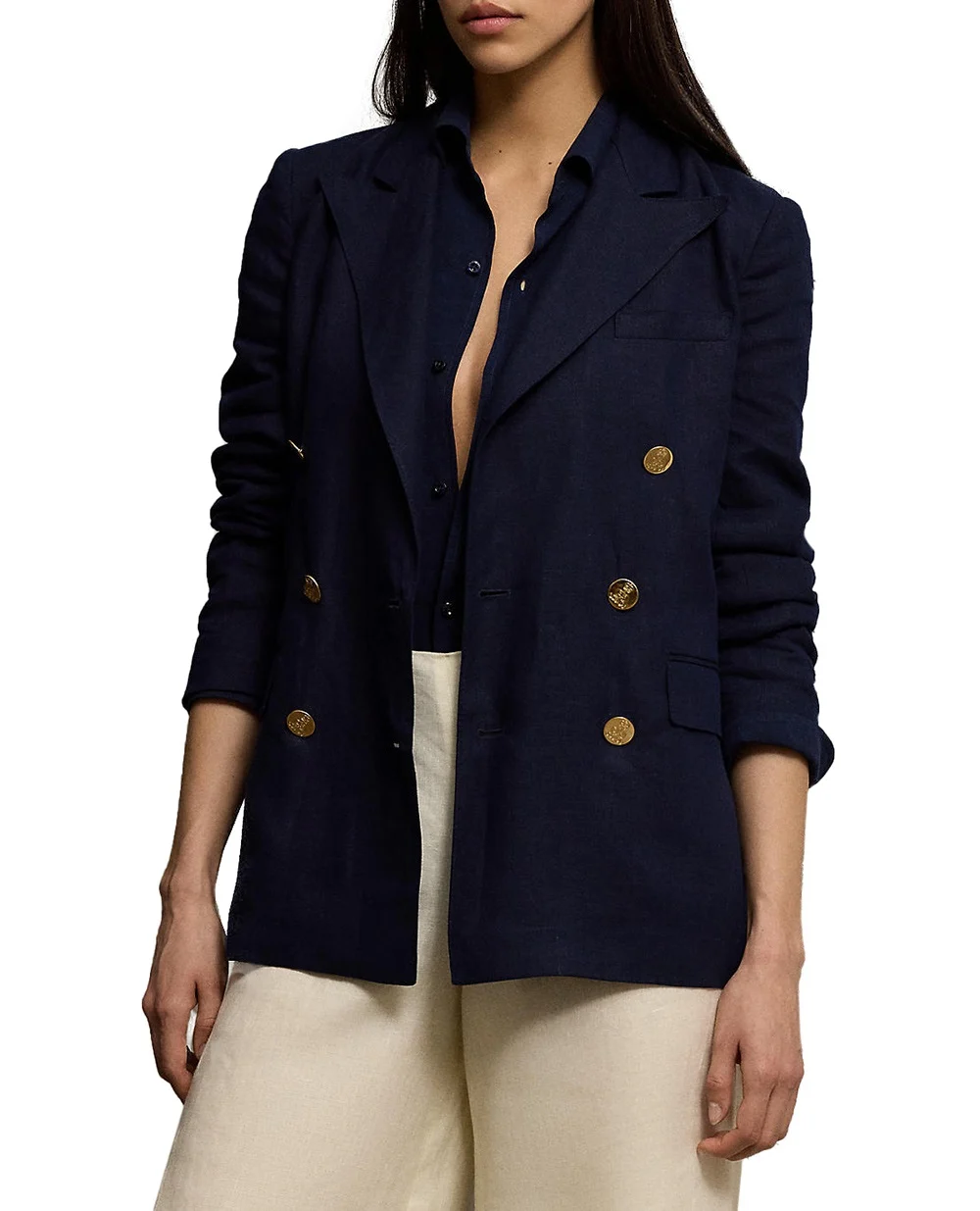 Льняной жакет Ralph Lauren Collection 290955045001, темно-синий цвет • Купить в интернет-магазине Kameron