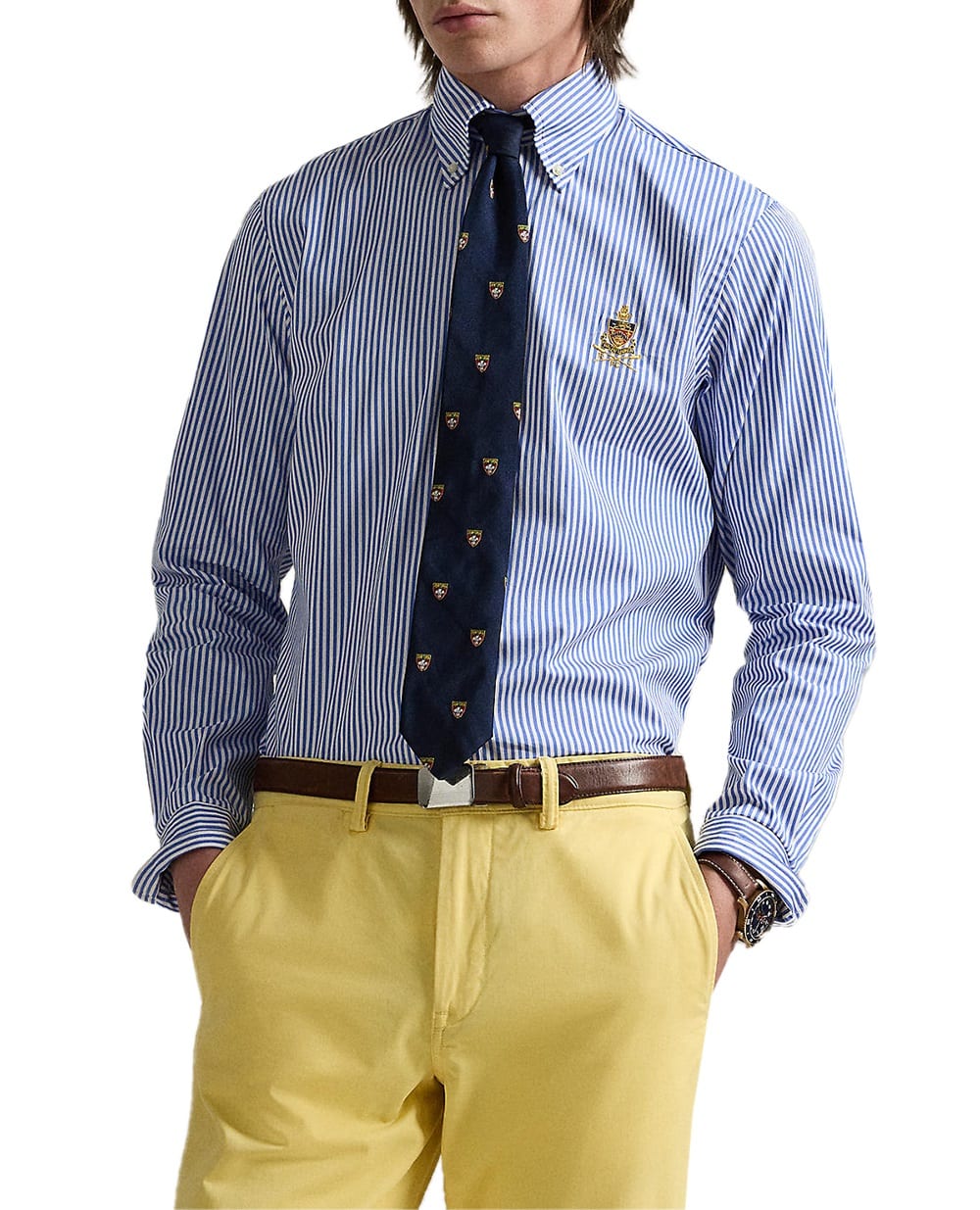 Рубашка в полоску Crest Polo Ralph Lauren 710965413001, синий цвет • Купить в интернет-магазине Kameron
