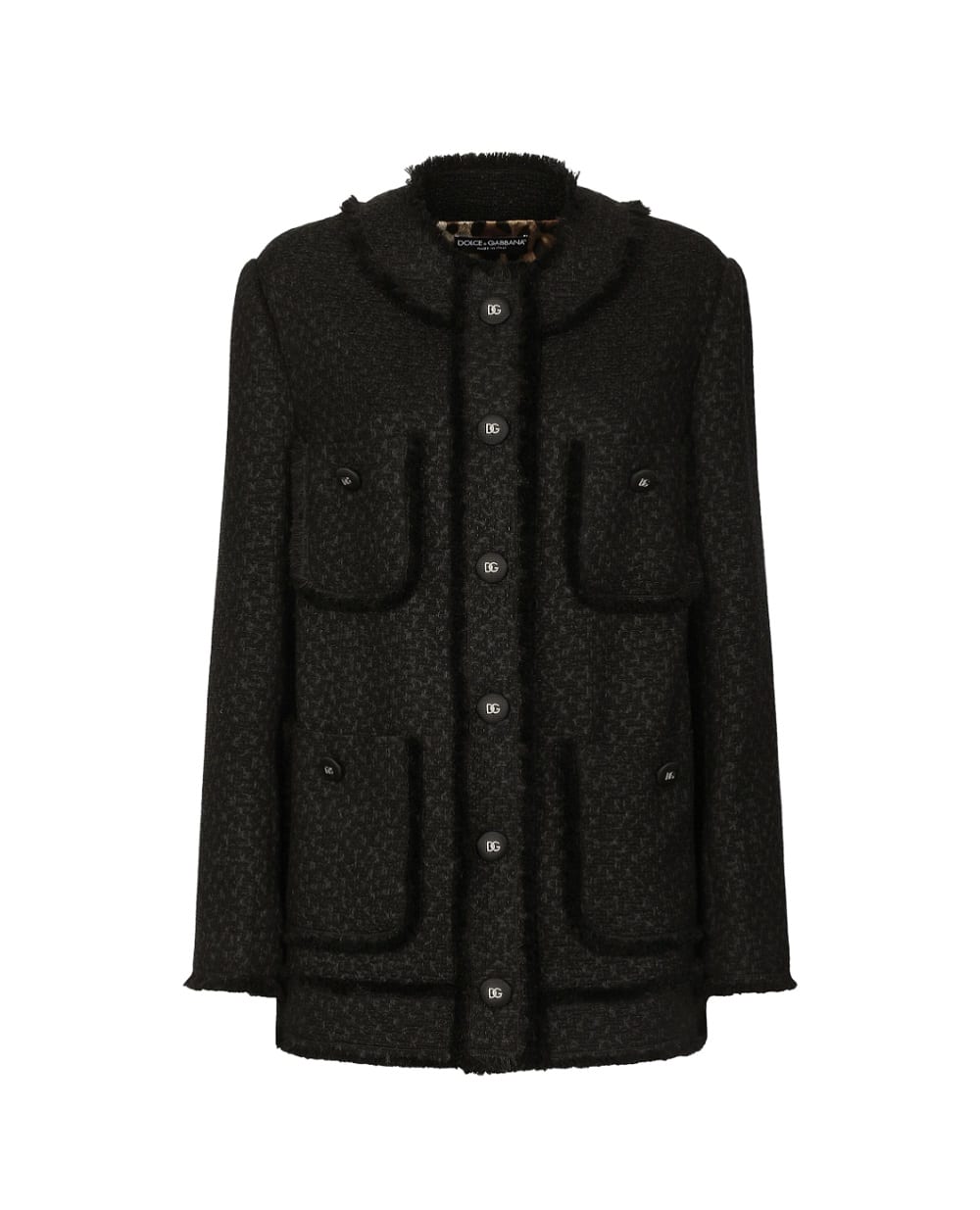 Жакет из твида рашель Dolce&Gabbana F29YCT-GDCLW, черный цвет • Купить в интернет-магазине Kameron