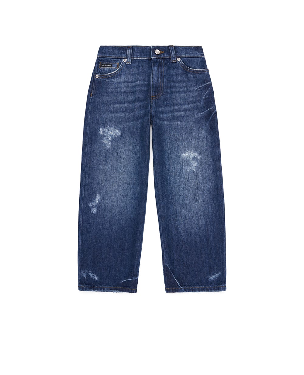 Детские джинсы с эффектом потертости Dolce&Gabbana Kids L42F88-LDD53-S, синий цвет • Купить в интернет-магазине Kameron