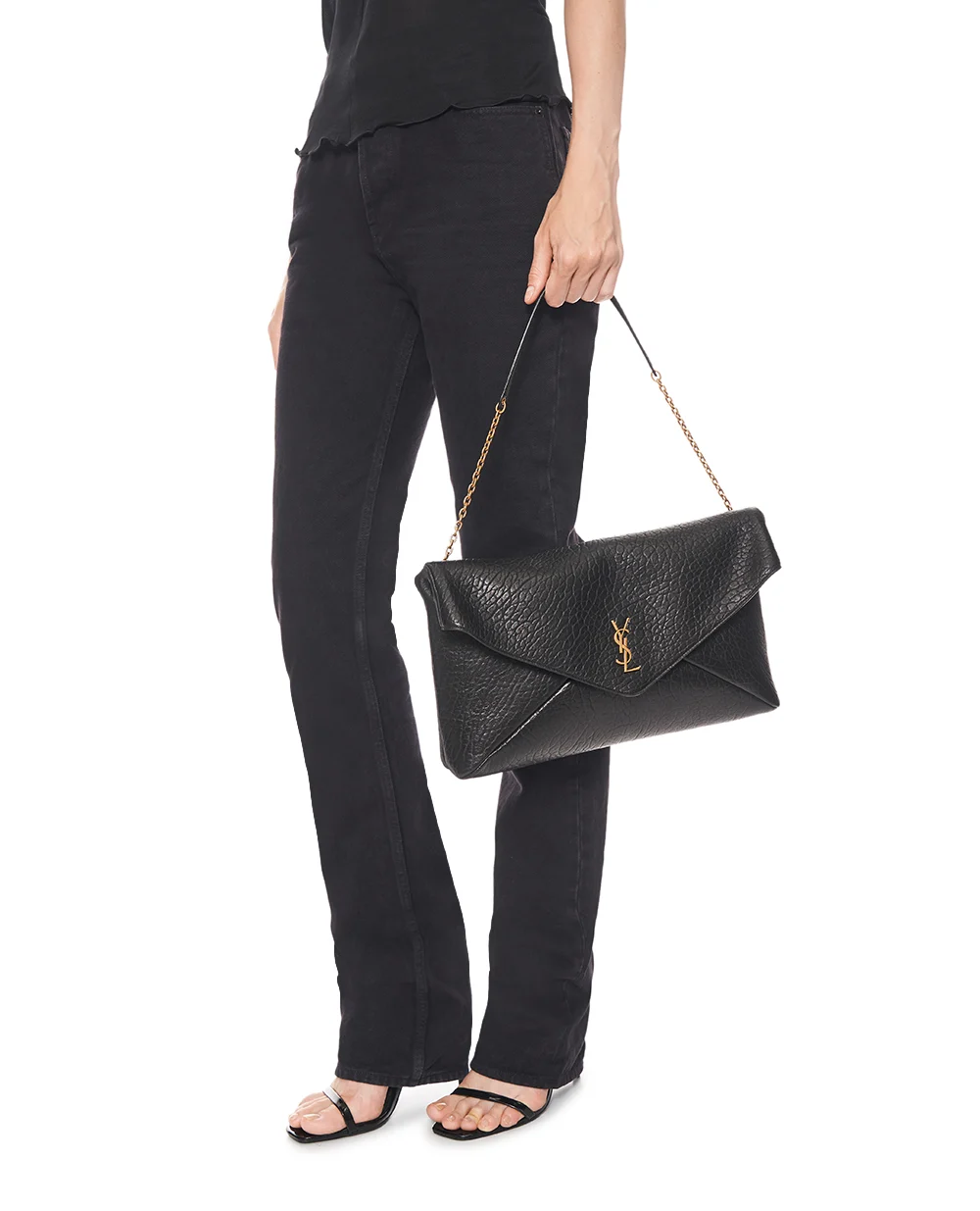 Сумка-клатч Cassandre из овечьей кожи Saint Laurent 855802-AACYT, черный цвет • Купить в интернет-магазине Kameron