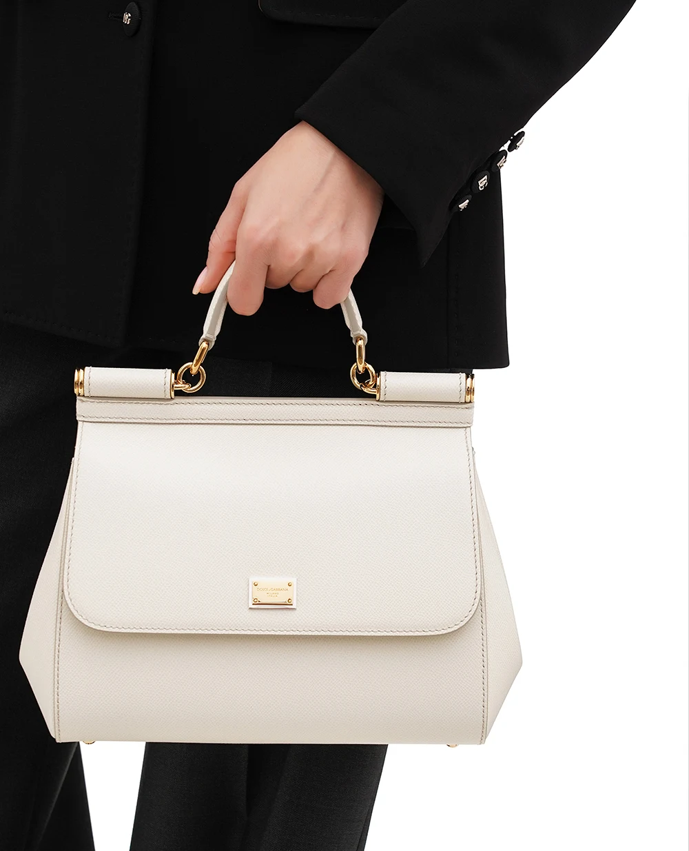 Шкіряна сумка Sicily Large Dolce&Gabbana BB6002-B1001, білий колір • Купити в інтернет-магазині Kameron