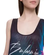 Balmain Майка лляна - Артикул: RF11130I073