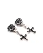 Dolce&Gabbana Серьги-клипсы с крестом и кристаллами - Артикул: WEQ4S2-W1111