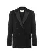 Saint Laurent Двобортний жакет із атласними лацканами - Артикул: 837658-Y7E63