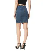 Balmain Короткая джинсовая юбка с поясом - Артикул: GF1LBB28DG08