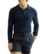 Ralph Lauren Purple Label Свитер-поло из хлопка и шелка - Артикул: 790P03428003