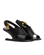 Balmain Босоножки Anthem No Wedge из телячьей кожи - Артикул: HN1UH283LECX