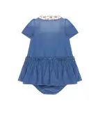 Dolce&Gabbana Дитяча джинсова сукня з вишивкою логотипу - Артикул: L24DO6-LDD72