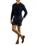 Ralph Lauren Purple Label Свитер-поло из хлопка и шелка - Артикул: 790P03428003
