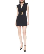 Balmain Сукня міні Grain de Poudre з поясом - Артикул: GF1R5168WC09