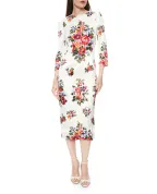 Dolce&Gabbana Сукня-футляр з атласу з квітковим принтом - Артикул: F612VT-FSICE
