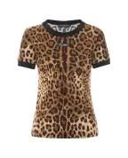 Dolce&Gabbana Футболка з джерсі з леопардовим принтом - Артикул: F8N08T-FS78S