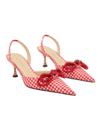 Mach&Mach Туфли-слингбэк Double Bow Red Gingham - Артикул: SS26-S1133-65-VIC-RED-R