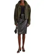 Saint Laurent Спідниця-олівець з поясом із телячої шкіри - Артикул: 865021-YCVD2