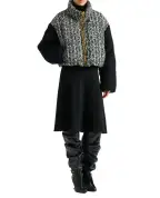 Balmain Пуховик із твіду з вовною - Артикул: HF1TP140MI65