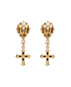 Dolce&Gabbana Серьги-клипсы с крестом и кристаллами - Артикул: WEQ4S2-W1111