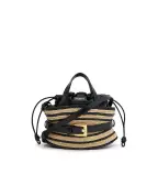 Balmain Сумка Shuffle Mini з гладкої шкіри та рафії - Артикул: HN1DP017TRBM