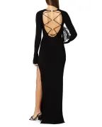 Mach&Mach Сукня максі з відкритою спиною - Артикул: PF25-KD150-KNT-BLK