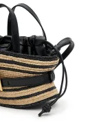 Balmain Сумка Shuffle Mini з гладкої шкіри та рафії - Артикул: HN1DP017TRBM