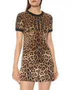 Dolce&Gabbana Футболка з джерсі з леопардовим принтом - Артикул: F8N08T-FS78S
